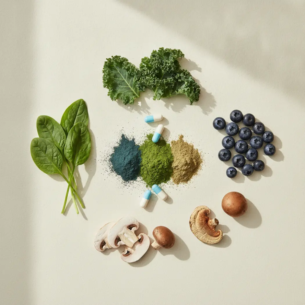 The many greens, superfoods, berries, mushrooms and probiotics packed into AG1's proprietary blend