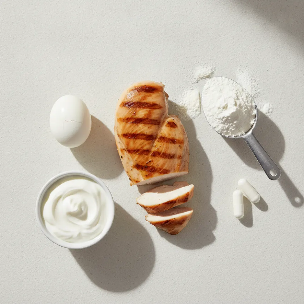 High-protein foods with Amplifye P24 protein enzyme capsules
