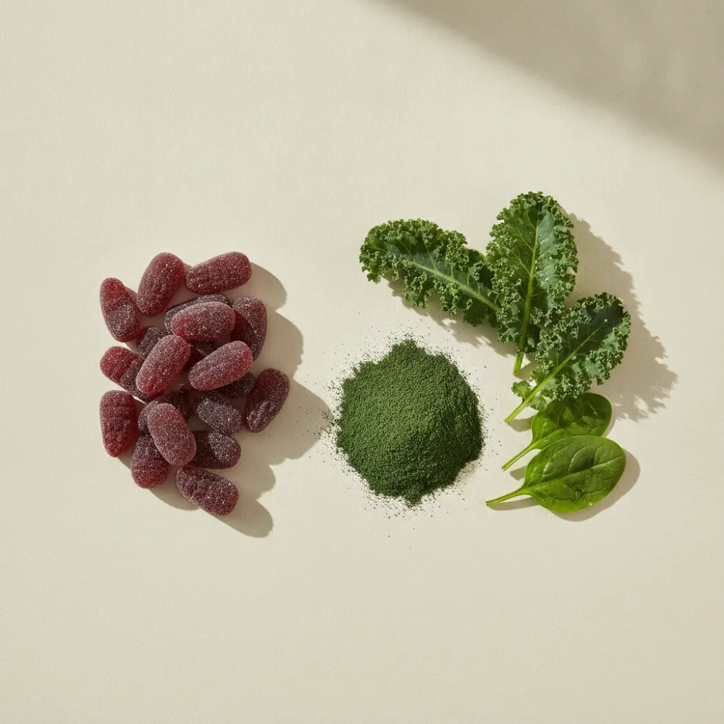 Gruns Superfood Gummies with spirulina greens powder and leafy greens