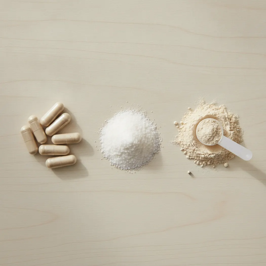 Bio Complete 3's three components: a postbiotic, a prebiotic fiber and a probiotic