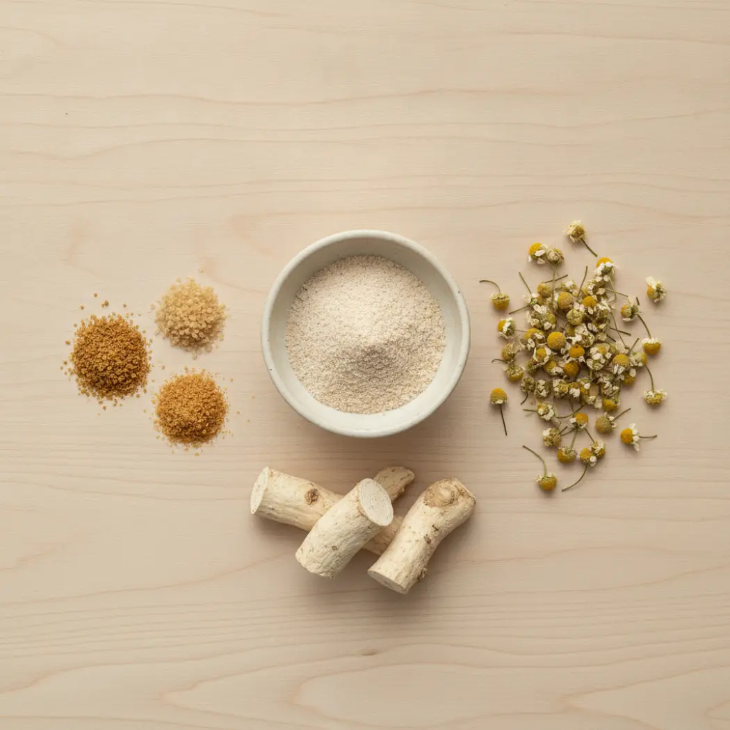 The soluble fiber and soothing herbs in Complete Belly Reset: PHGG and acacia fiber powder, marshmallow root and chamomile