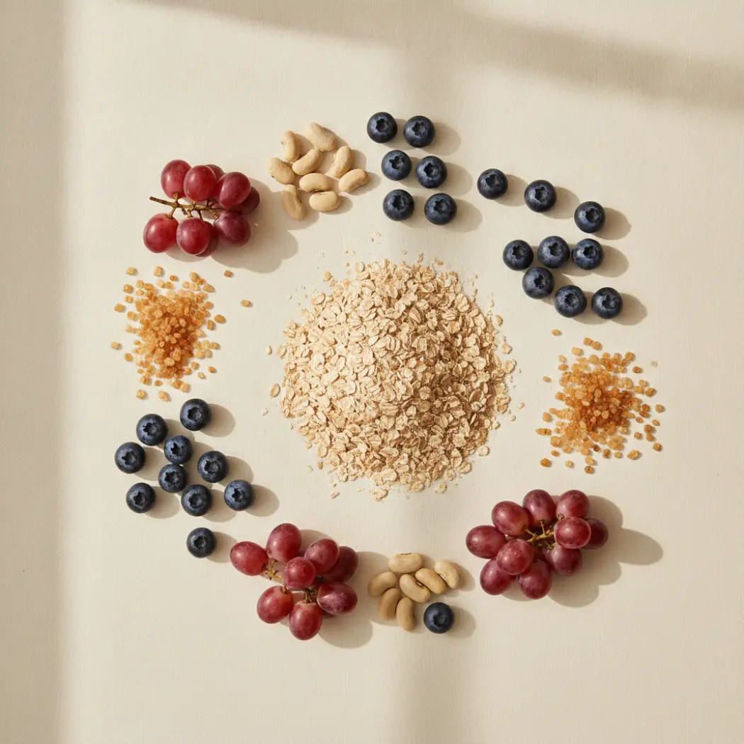 Pendulum Gut Fuel's fiber and polyphenol sources: oat beta-glucan, acacia, resistant starch and grape/berry polyphenols