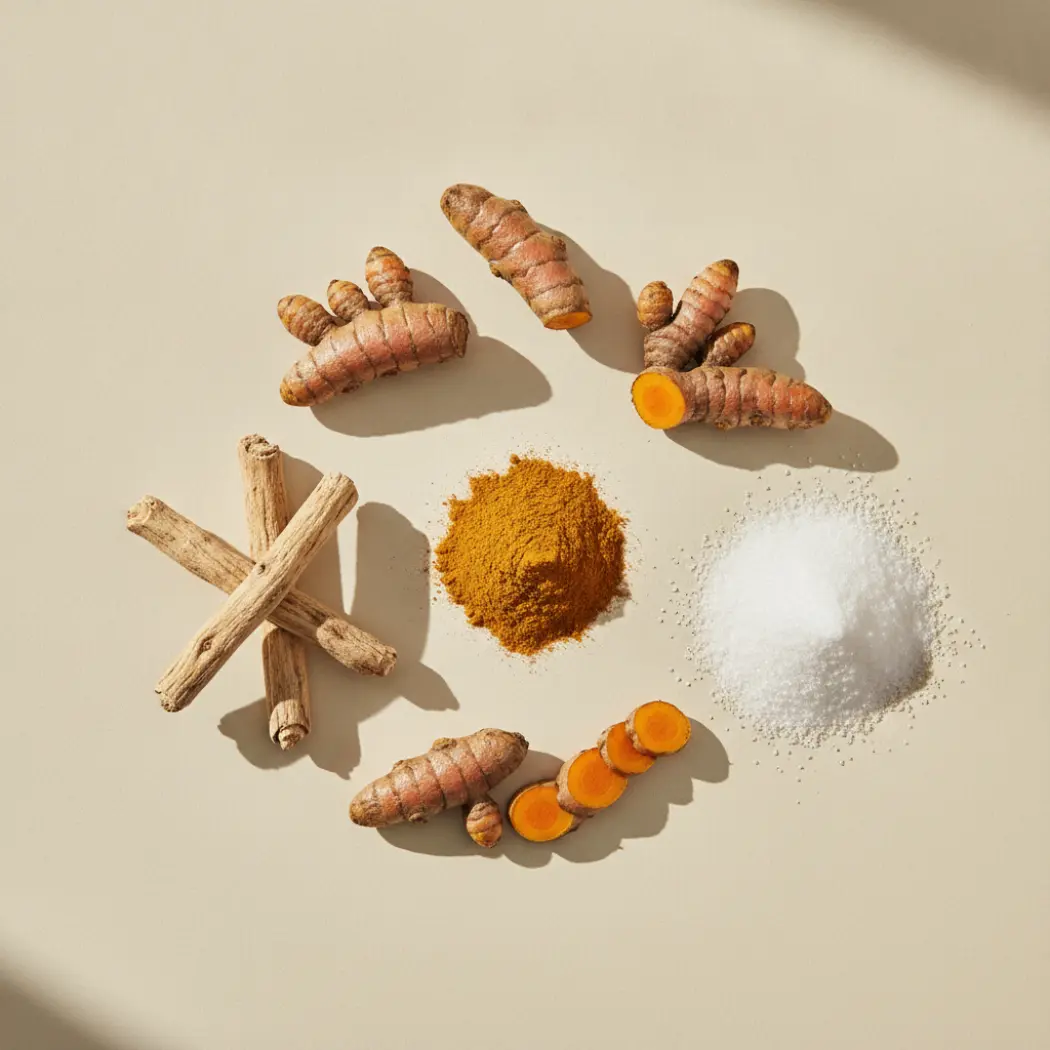 Thorne Gut Health Stack ingredients: turmeric and curcumin, licorice root and soluble fiber