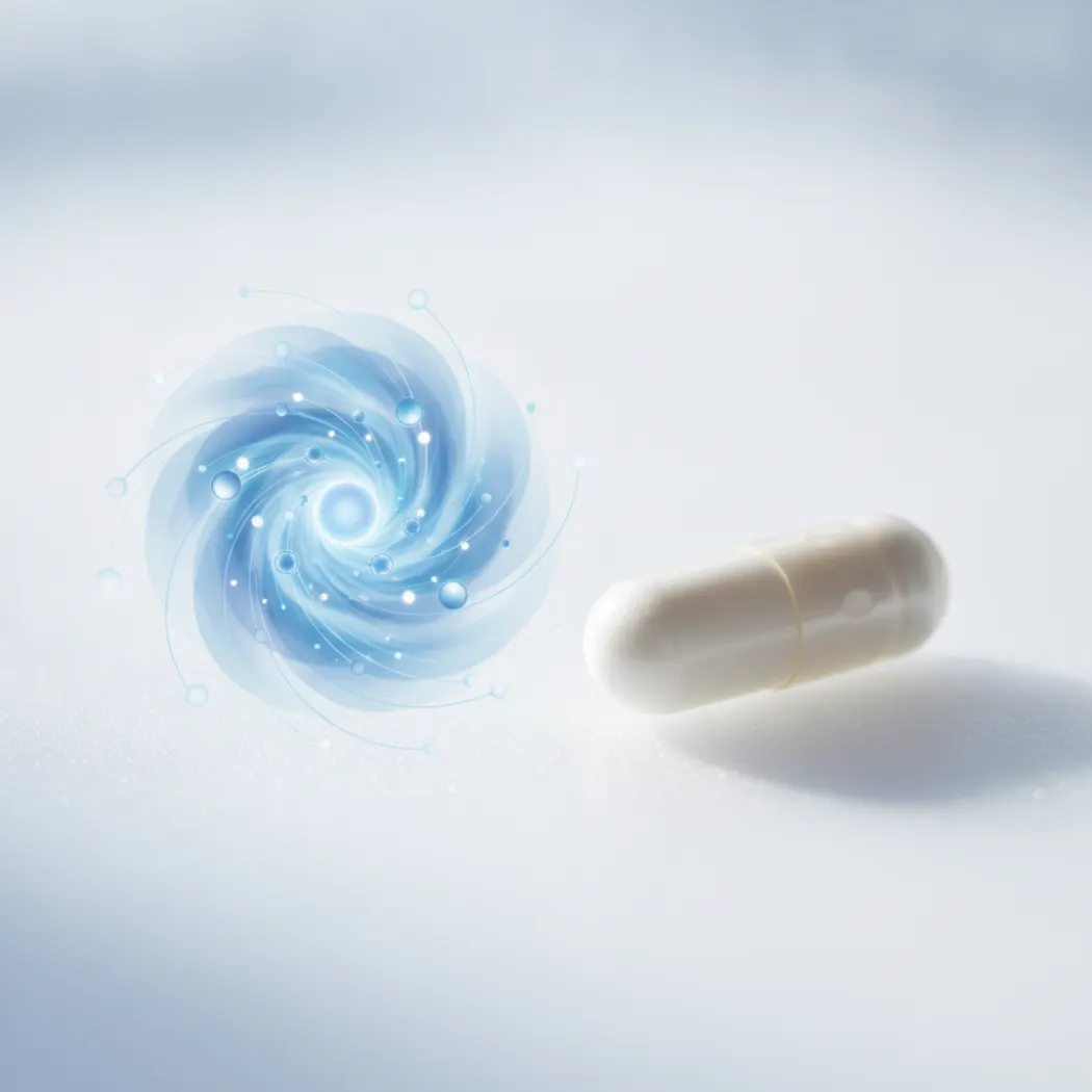 Tru Niagen NR capsule and an illustration of cellular NAD+ energy